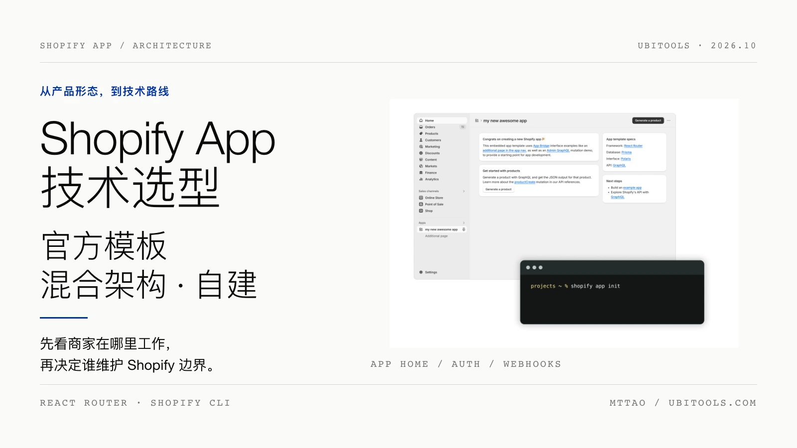 Shopify App 技术选型：何时用官方模板，何时混合或自建