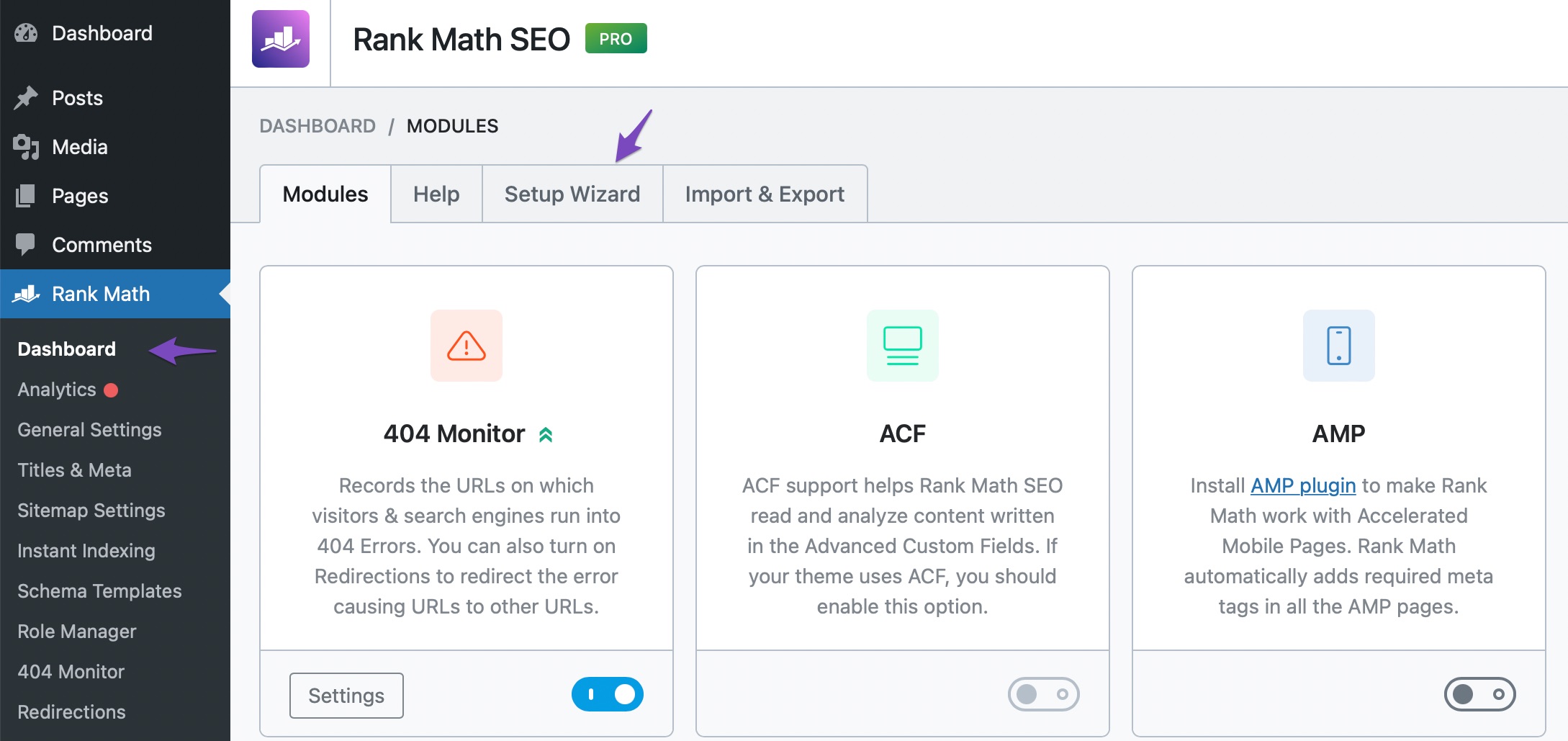 Rank Math Setup Wizard